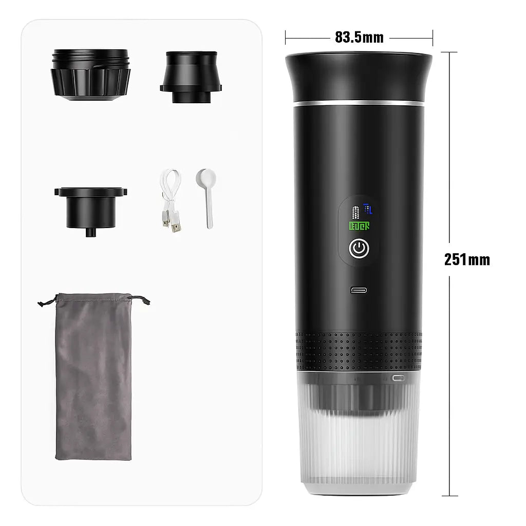 Briseo Pro – Mini Machine à Café 3‑en‑1 | Écran Digital 20 Bars